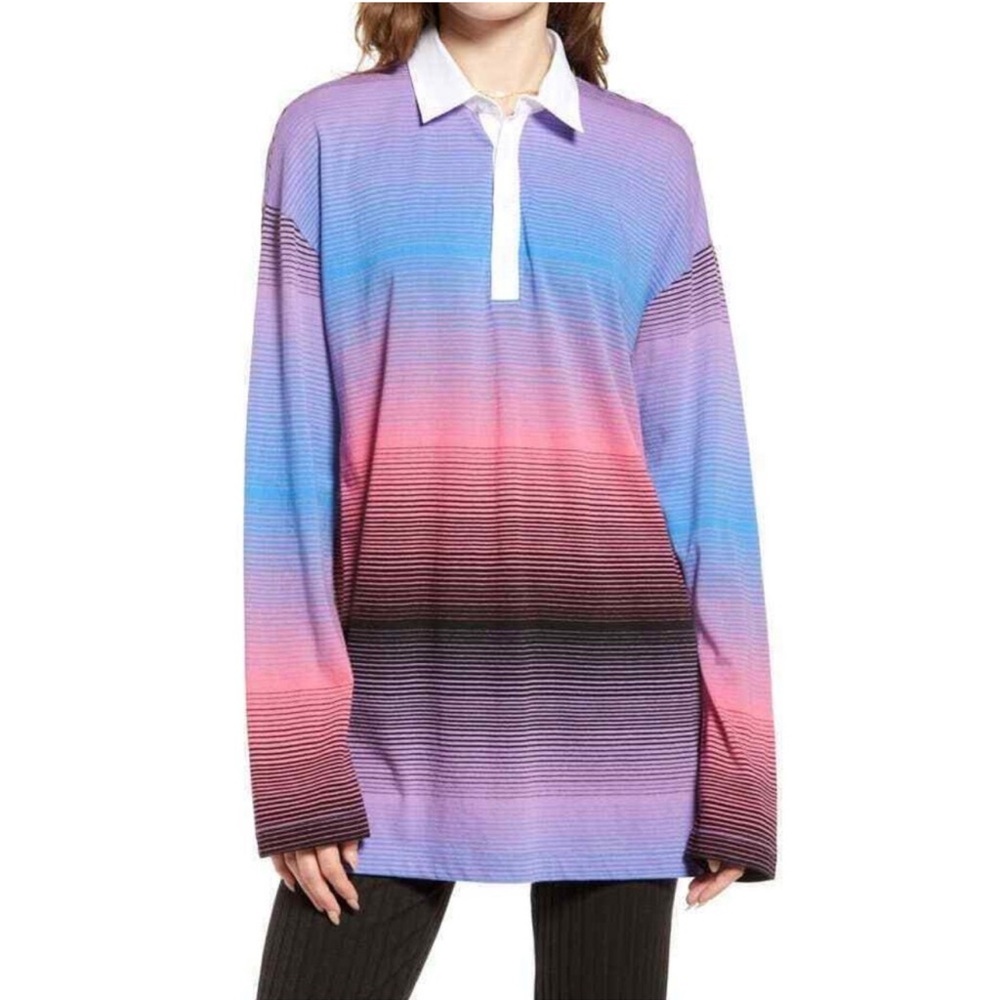 NWT BP Ombre Stripe Long Sleeve Shirt Dress Size Medium